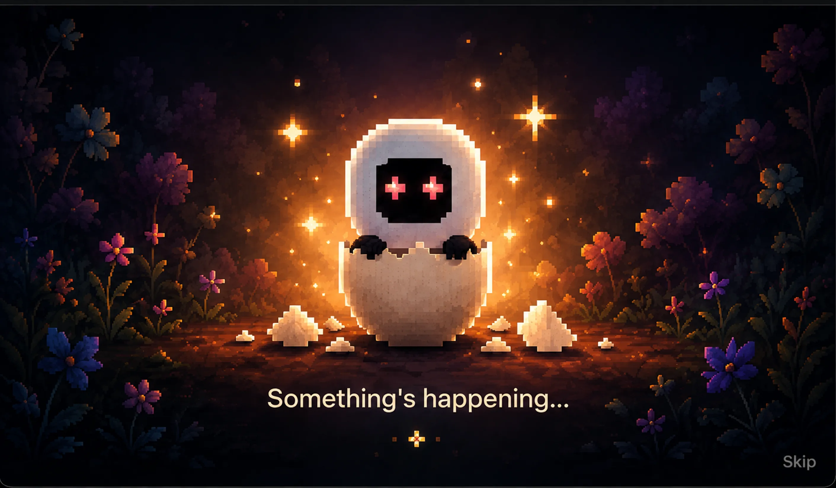boo emerging from an egg in Nibling's hatching screen.